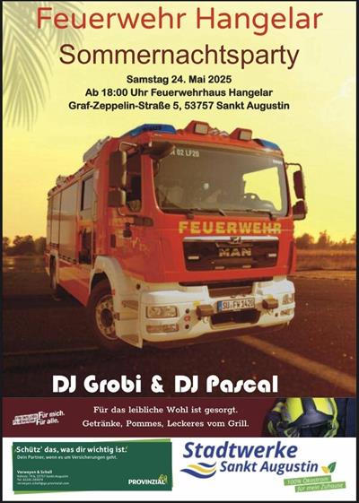 Feuerwehr Hangelar lädt ein – Stadtwerke unterstützen Familienfest und Sommernachtsparty der Löschgruppe