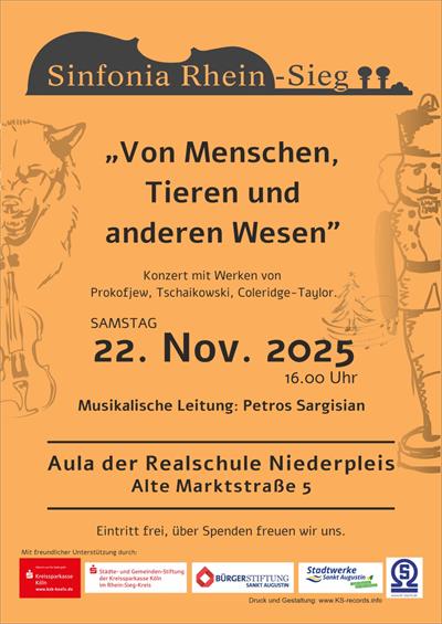 Stadtwerke Sankt Augustin unterstützen Konzert der Sinfonia Rhein-Sieg – „Von Menschen, Tieren und anderen Wesen“